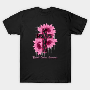 Breast Cancer Awareness Ribbon Sunflower T-Shirt